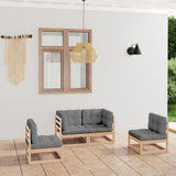 vidaXL 4-Piece Solid Pine Wood Lounge Set