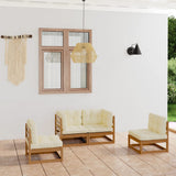 vidaXL 4-Piece Solid Pine Wood Lounge Set