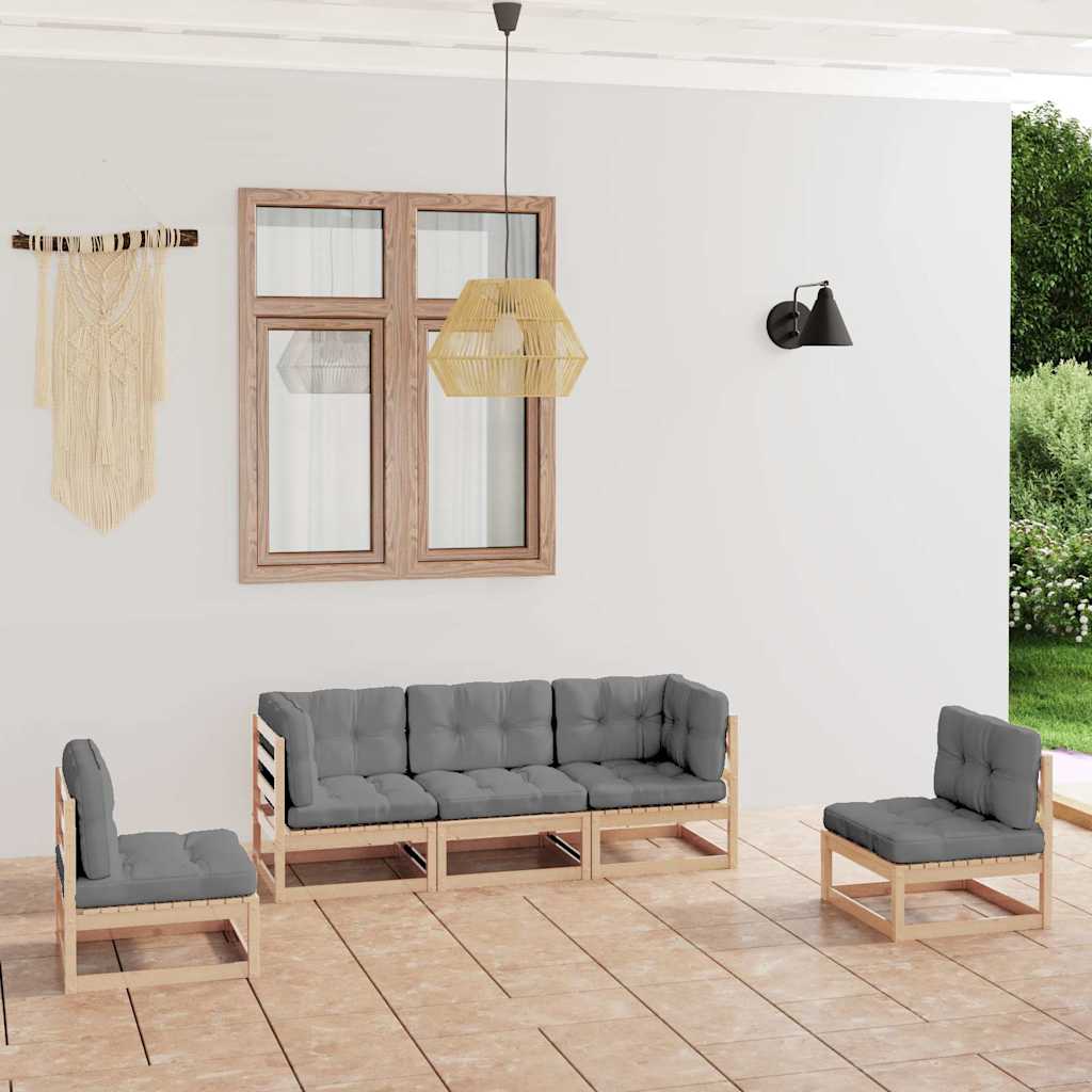 vidaXL 5-delige Loungeset massief grenenhout