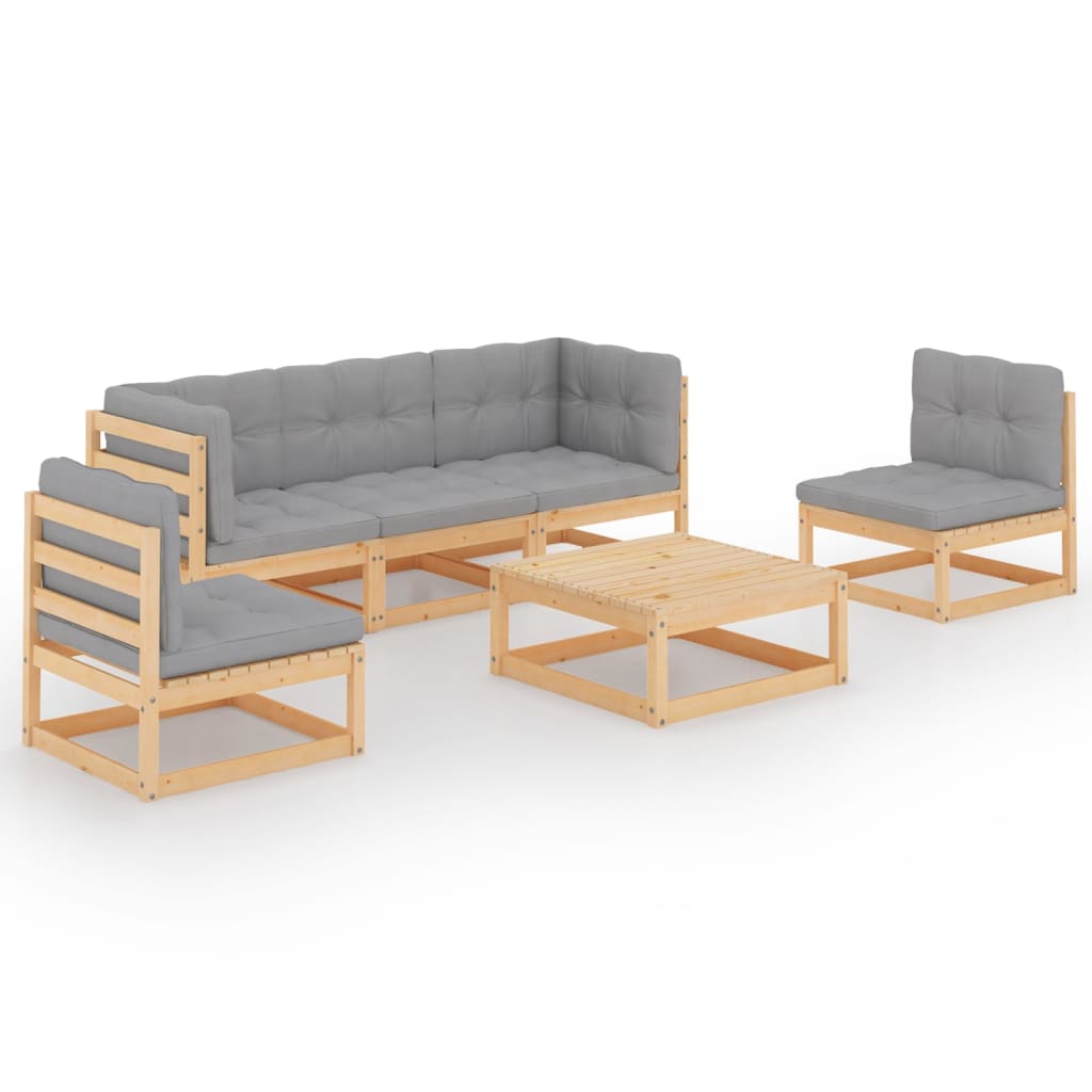 vidaXL 6-delige Loungeset massief grenenhout