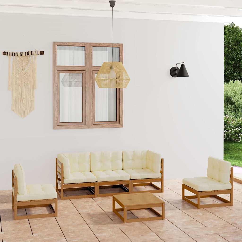 vidaXL 6-delige Loungeset massief grenenhout