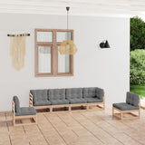 vidaXL 6-Piece Lounge Set Solid Pine Wood Grey