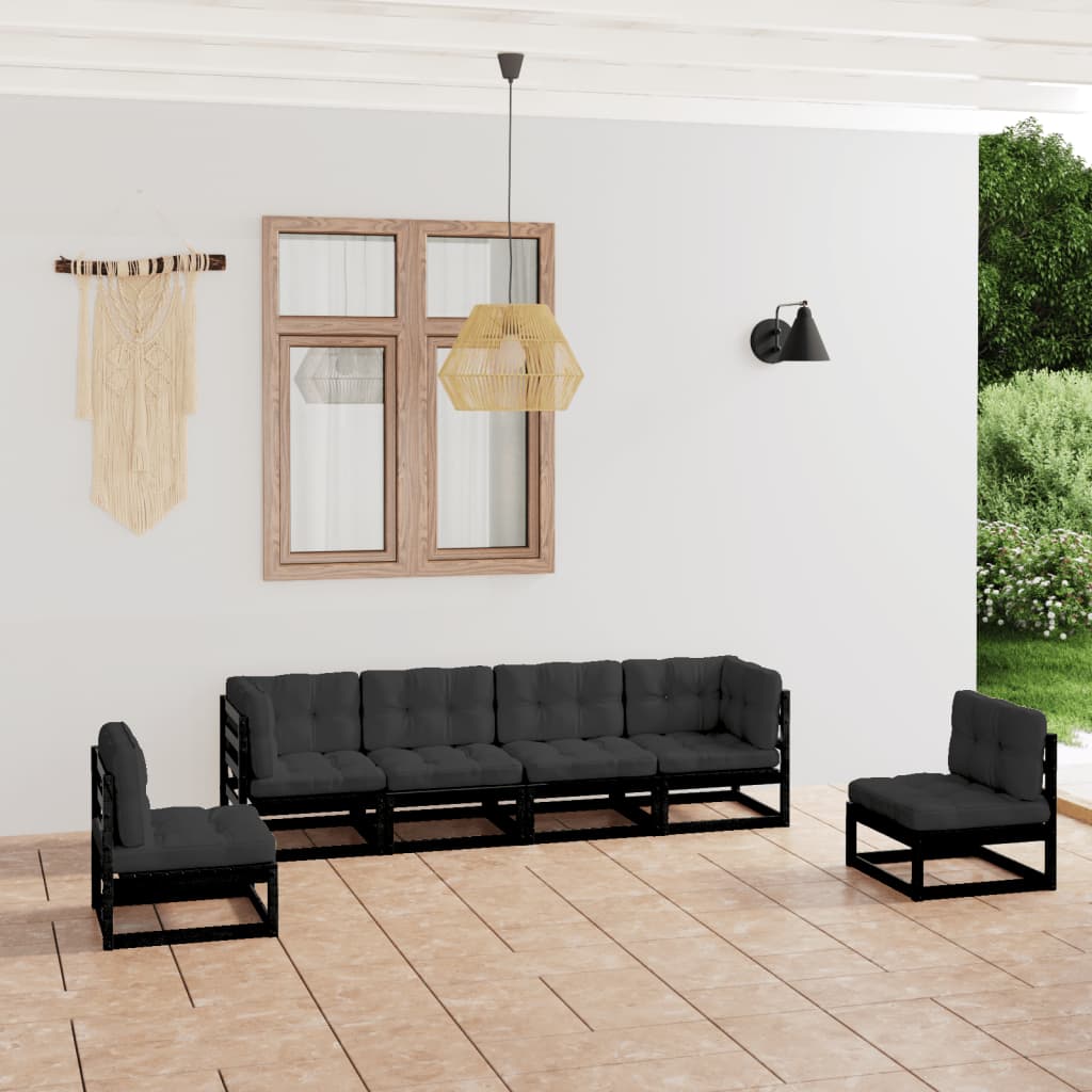 vidaXL 6-Piece Lounge Set Solid Pine Wood Grey