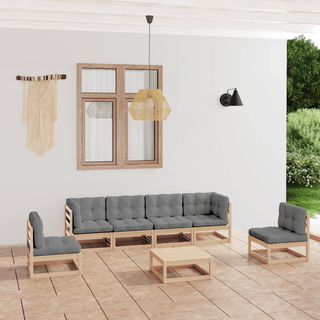 vidaXL 7-Piece Lounge Set Solid Pinewood Honey Brown