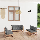 vidaXL 6-Piece Lounge Set Solid Pine Wood Grey