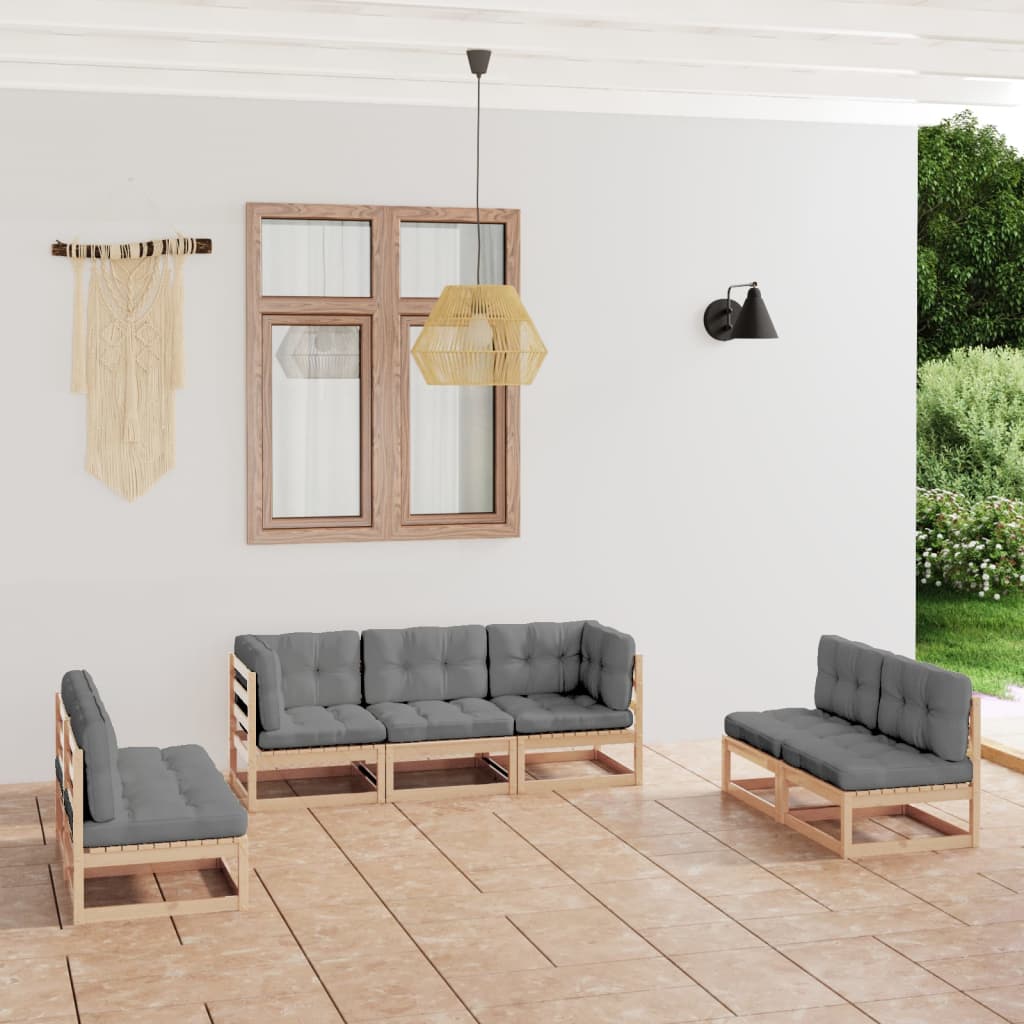 vidaXL 7-Piece Lounge Set Solid Pinewood Honey Brown