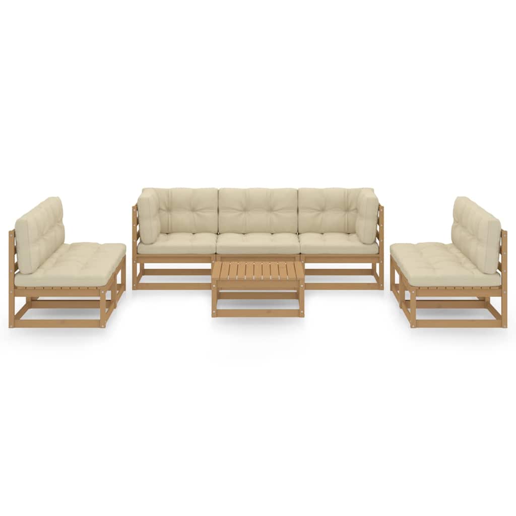vidaXL 8-delige Loungeset met kussens massief grenenhout