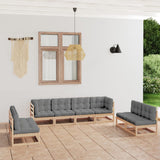vidaXL 8-Piece Lounge Set Solid Pinewood Black