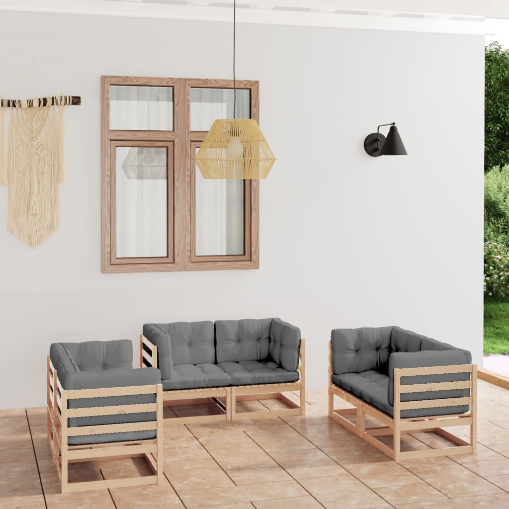 vidaXL 6-Piece Lounge Set Solid Pine Wood