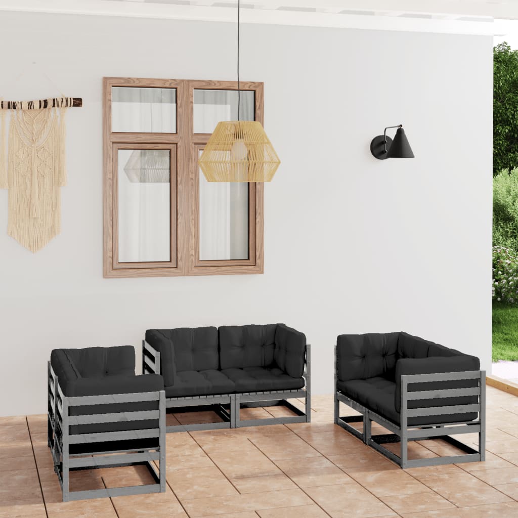 vidaXL 6-Piece Lounge Set Solid Pine Wood