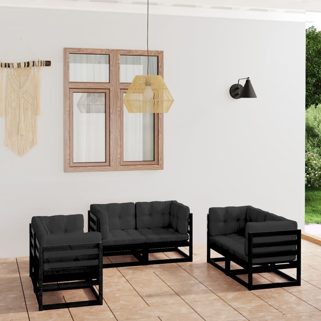 vidaXL 6-Piece Lounge Set Solid Pine Wood