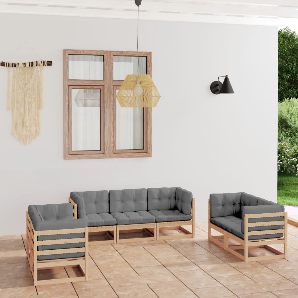 vidaXL 7-Piece Lounge Set Solid Pine Wood