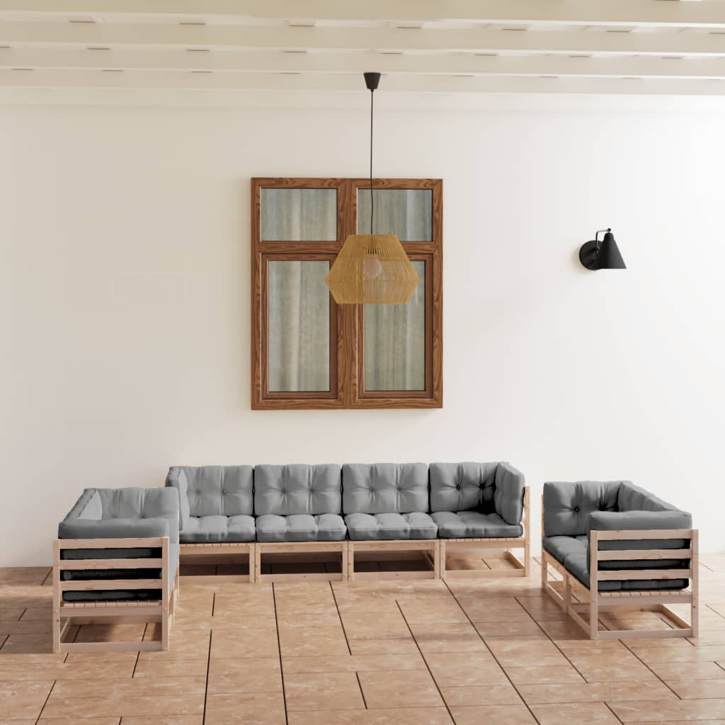 vidaXL 8-Piece Lounge Set Solid Pine Wood