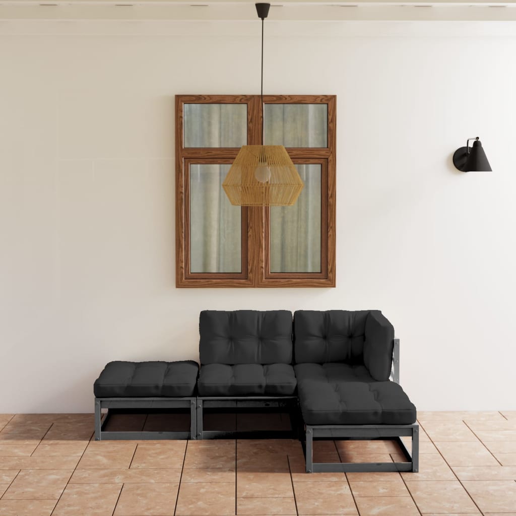 vidaXL 4-delige Loungeset massief grenenhout