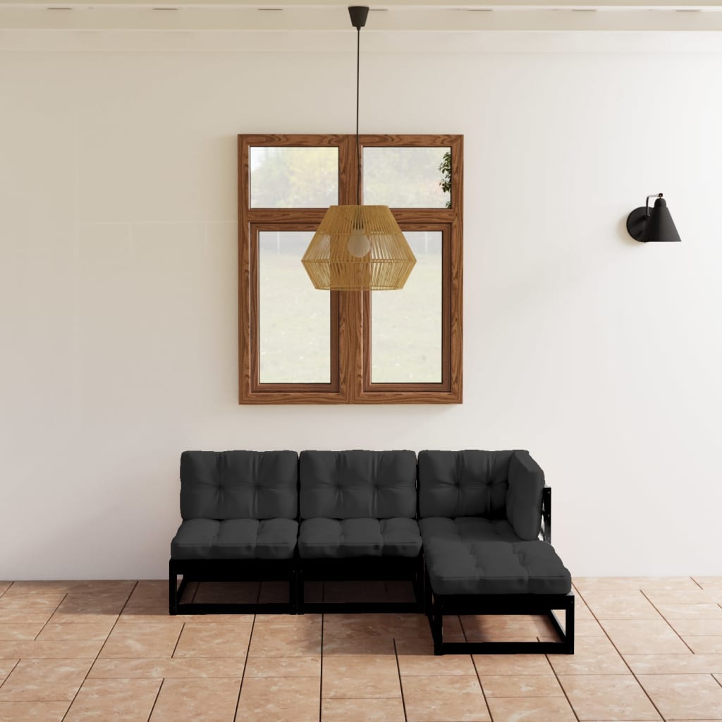 vidaXL 4-Piece Solid Pine Wood Lounge Set