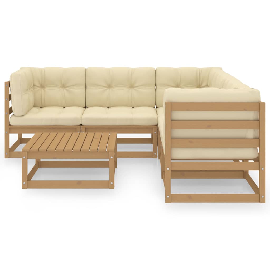 vidaXL 6-delige Loungeset met kussens massief grenenhout