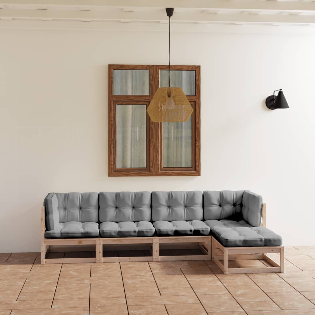 vidaXL 5-Piece Lounge Set Solid Pine Wood