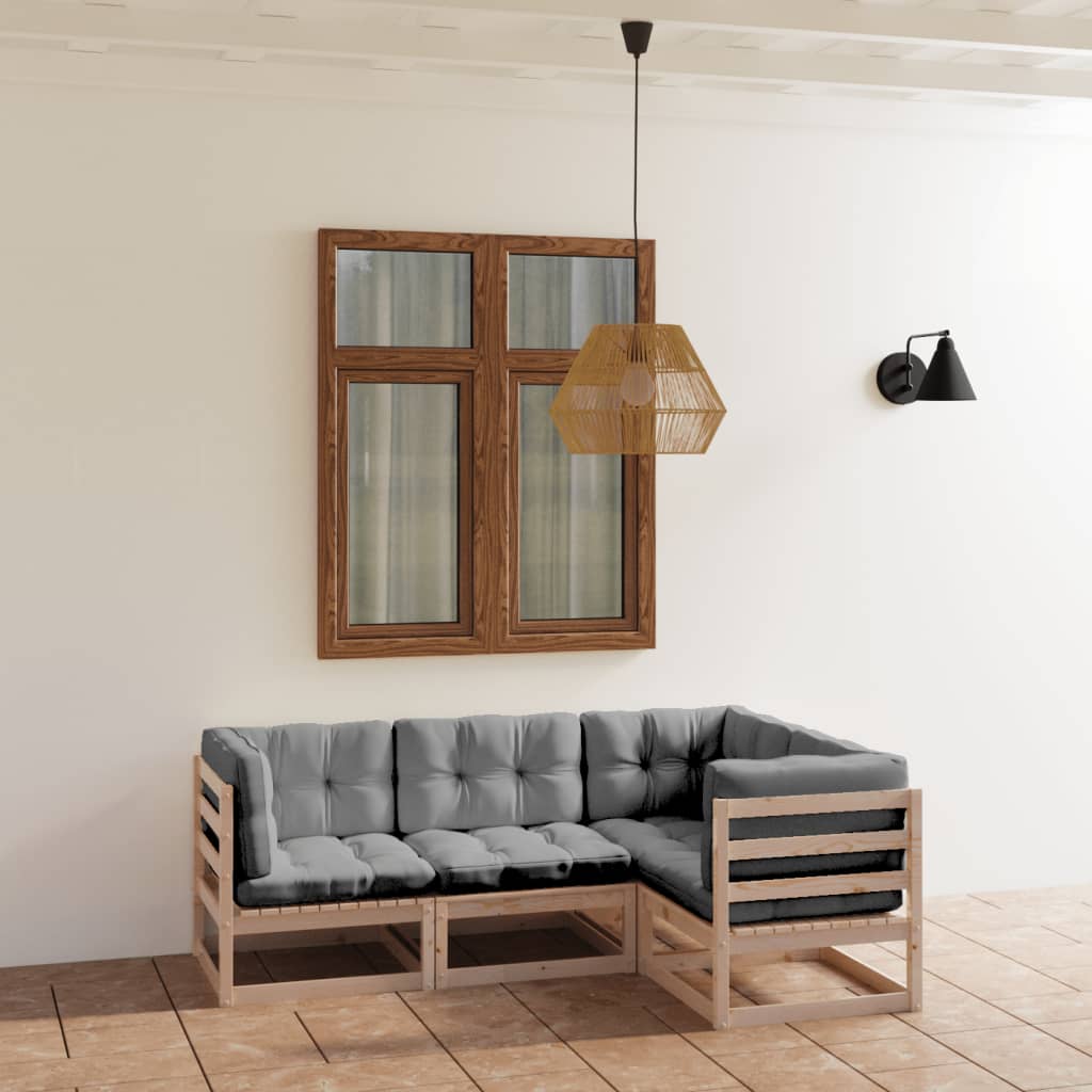 vidaXL 4-Piece Solid Pine Wood Lounge Set