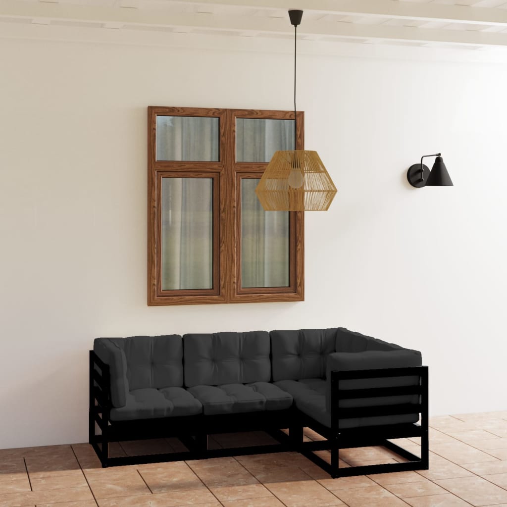 vidaXL 4-Piece Solid Pine Wood Lounge Set