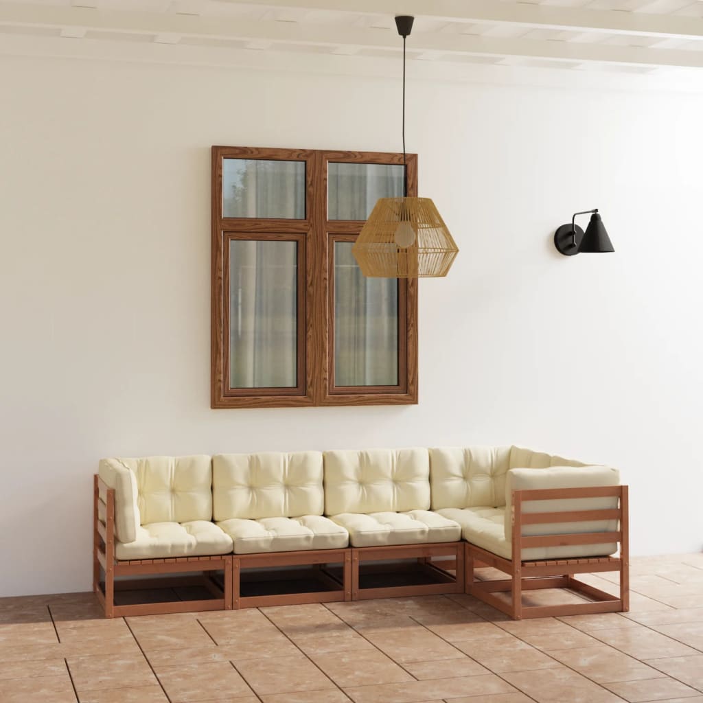 vidaXL 5-Piece Lounge Set Solid Pine Wood