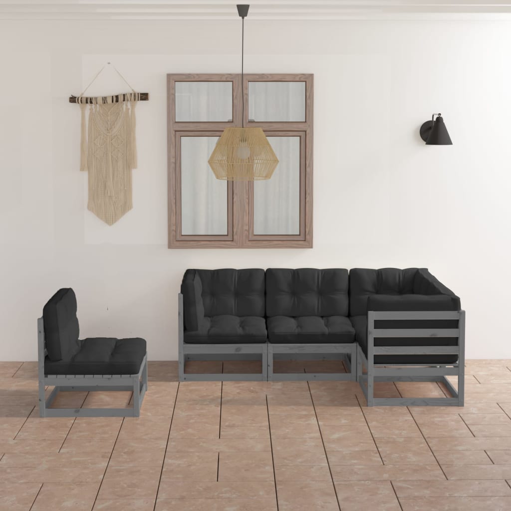 vidaXL 5-delige Loungeset massief grenenhout