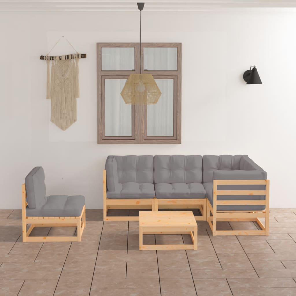 vidaXL 6-delige Loungeset massief grenenhout