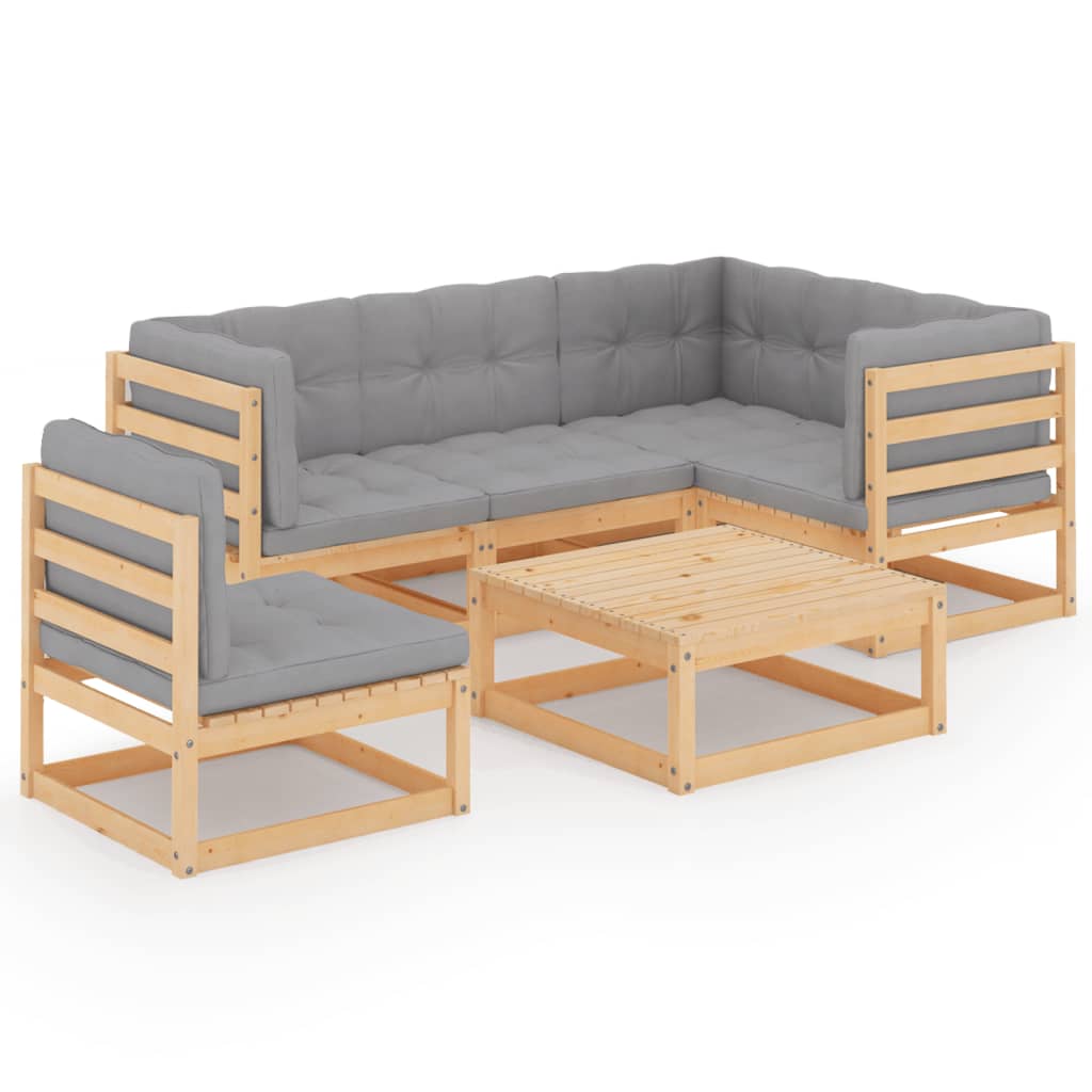 vidaXL 6-delige Loungeset massief grenenhout