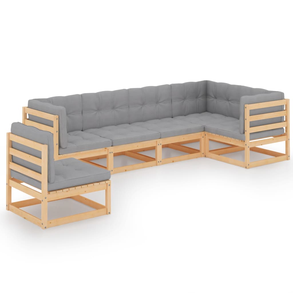 vidaXL 6-delige Loungeset massief grenenhout