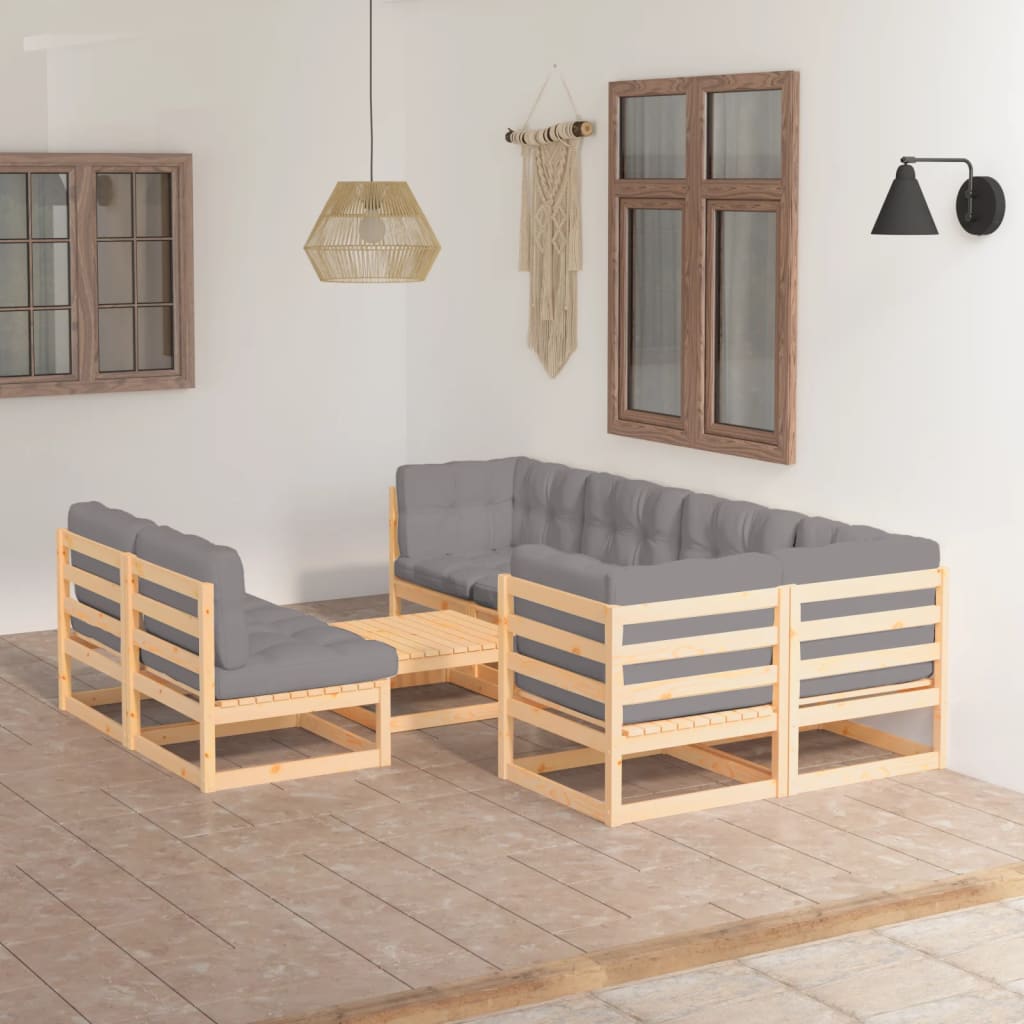 vidaXL 8-delige Loungeset massief grenenhout