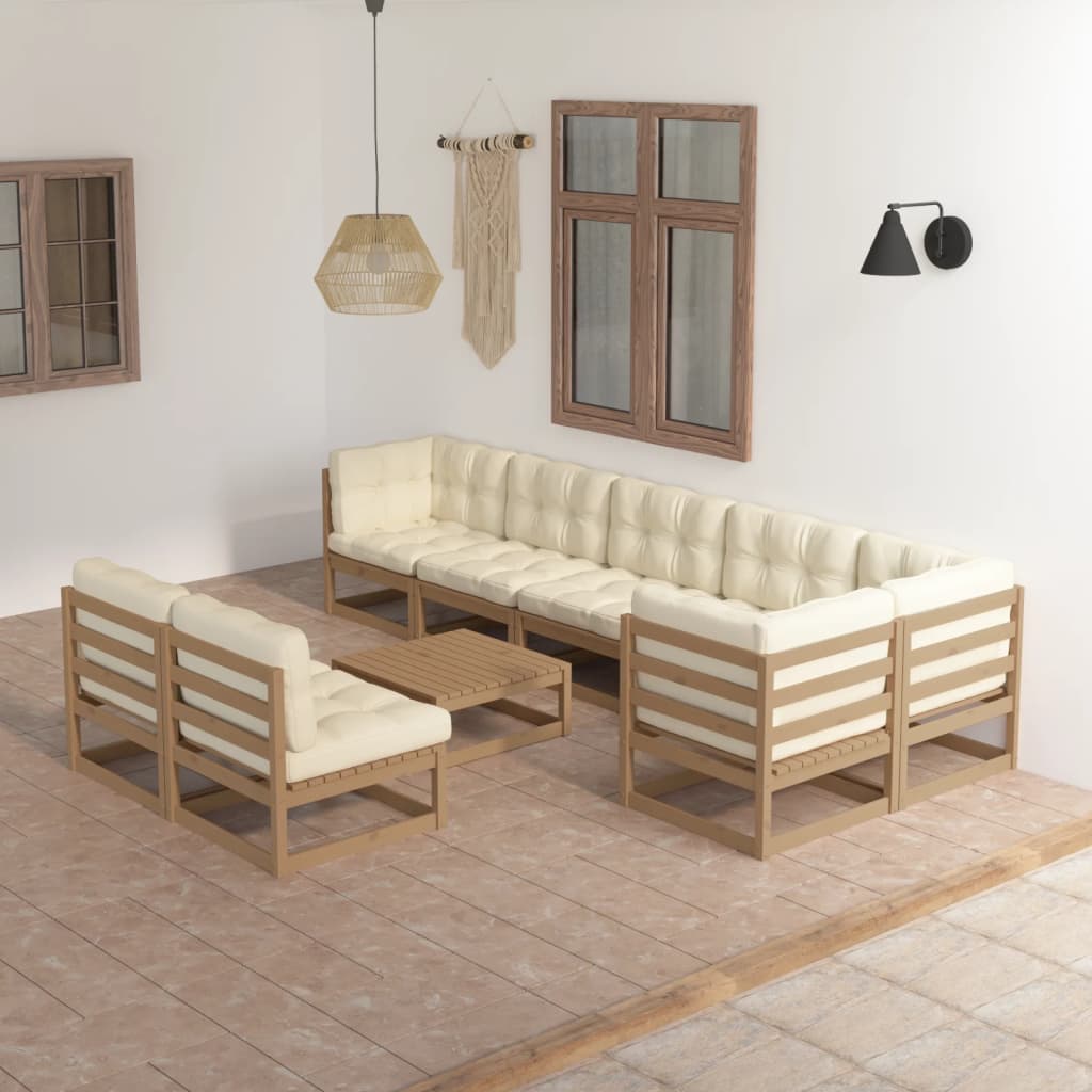 vidaXL 9-piece Lounge Set Solid Pinewood Honey Brown