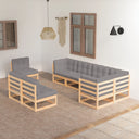 vidaXL 8-delige Loungeset massief grenenhout grijs