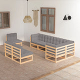 vidaXL 8-Piece Lounge Set Solid Pine Wood Grey
