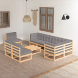 vidaXL 9-piece Lounge Set Solid Pinewood Honey Brown