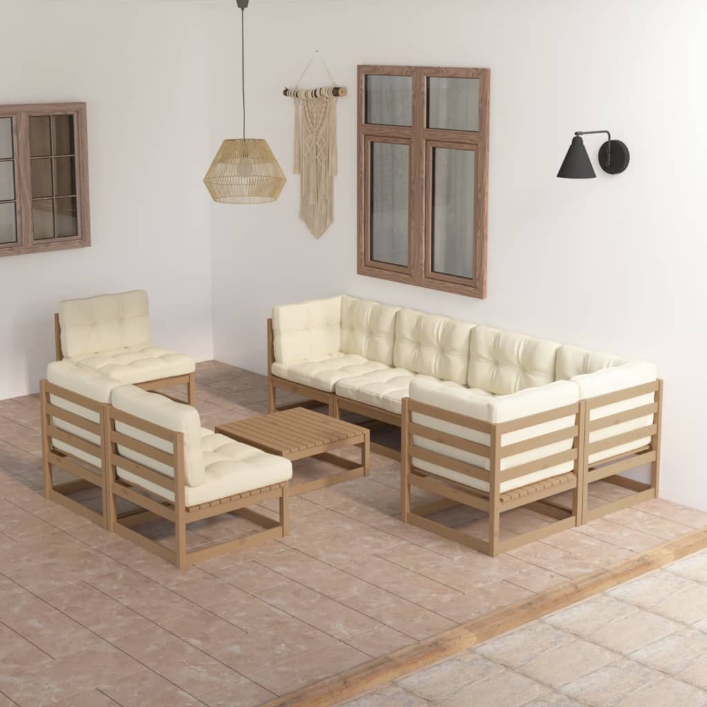 vidaXL 9-piece Lounge Set Solid Pinewood Honey Brown