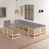 vidaXL 9-delige Loungeset massief grenenhout grijs