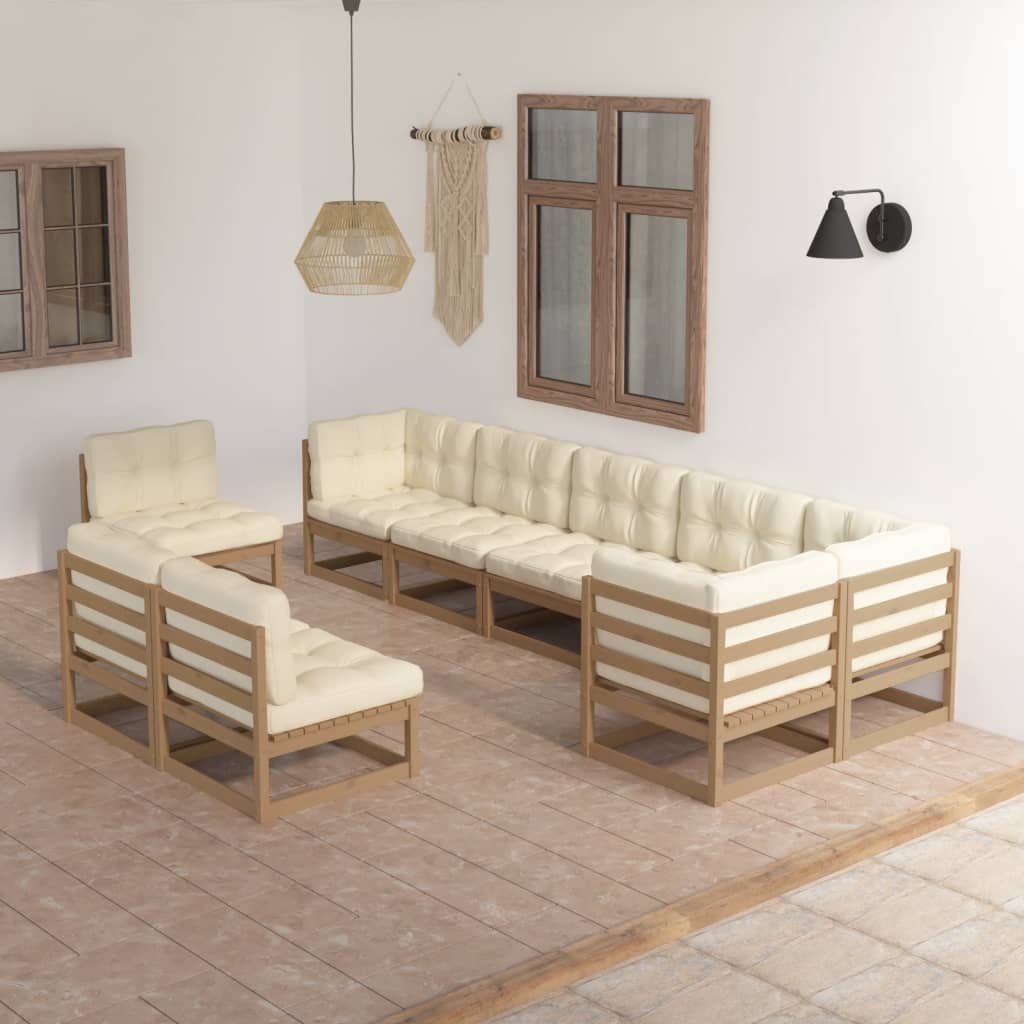 vidaXL 9-delige Loungeset massief grenenhout grijs