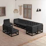 vidaXL 9-delige Loungeset massief grenenhout grijs