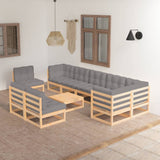 vidaXL 10-Piece Lounge Set Solid Pine Honey Brown