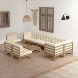 vidaXL 10-Piece Lounge Set Solid Pine Honey Brown