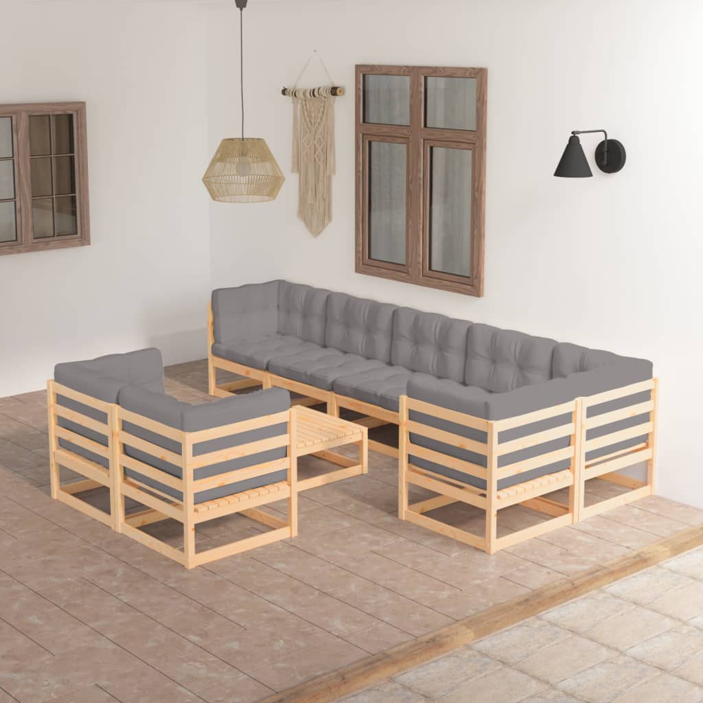 vidaXL 9-piece Lounge Set Solid Pine Wood