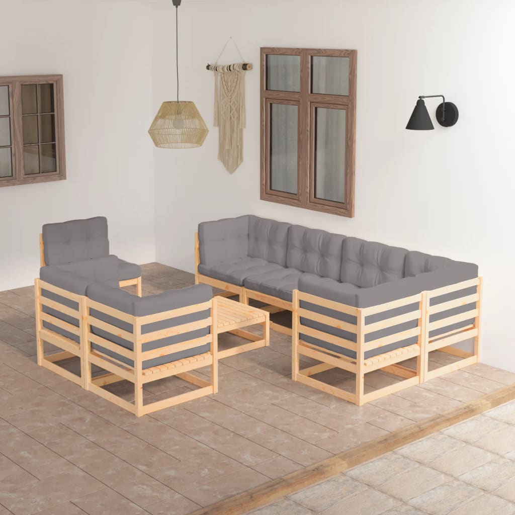 vidaXL 9-piece Lounge Set Solid Pine Wood