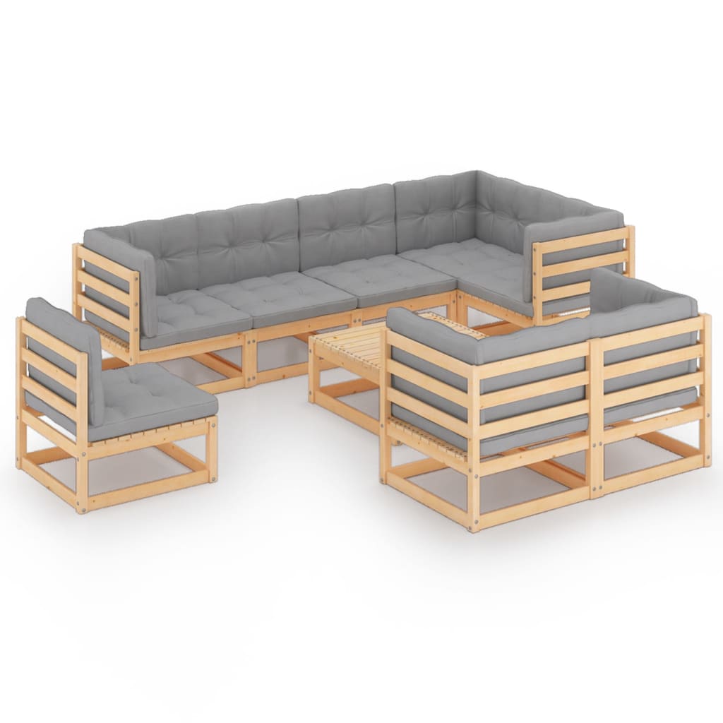vidaXL 9-piece Lounge Set Solid Pine Wood