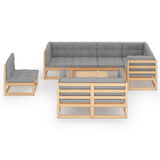 vidaXL 9-piece Lounge Set Solid Pine Wood