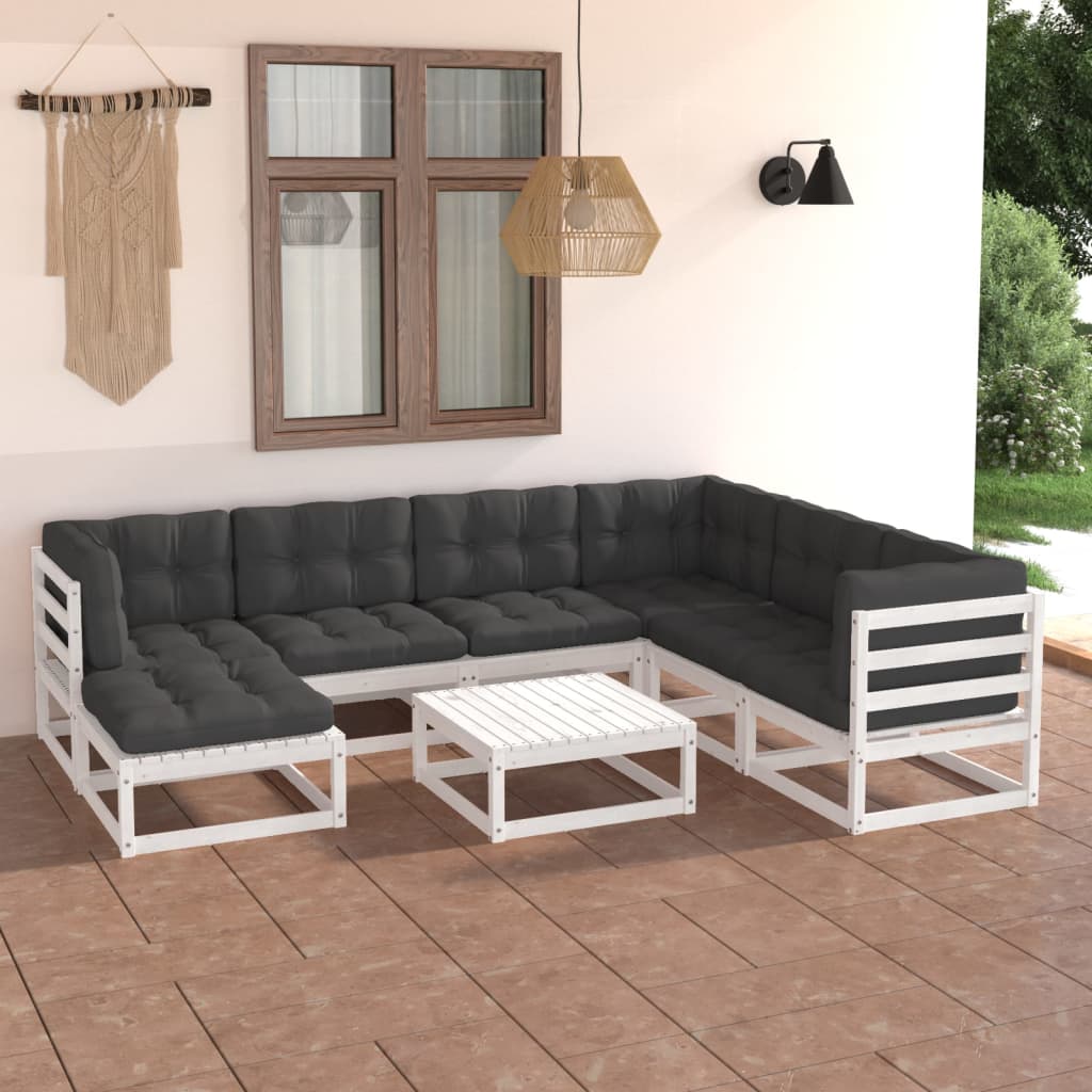 vidaXL 8-Piece Lounge Set Solid Pine Wood