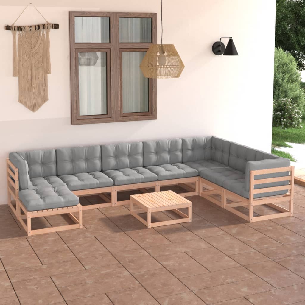 vidaXL 9-piece Lounge Set Solid Pine Wood
