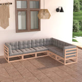 vidaXL 6-delige Loungeset massief grenenhout