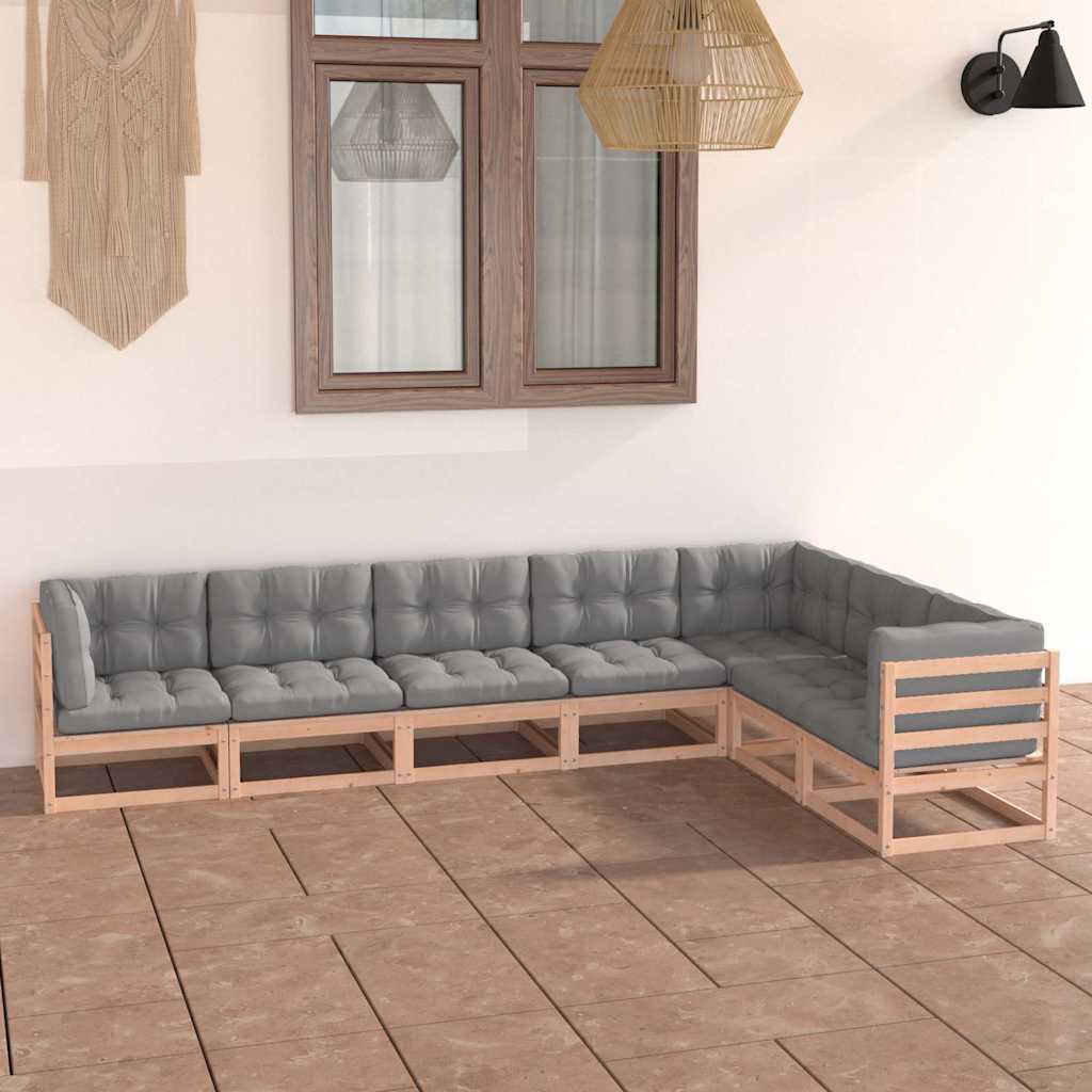 vidaXL 7-Piece Outdoor Lounge Set Solid Pinewood