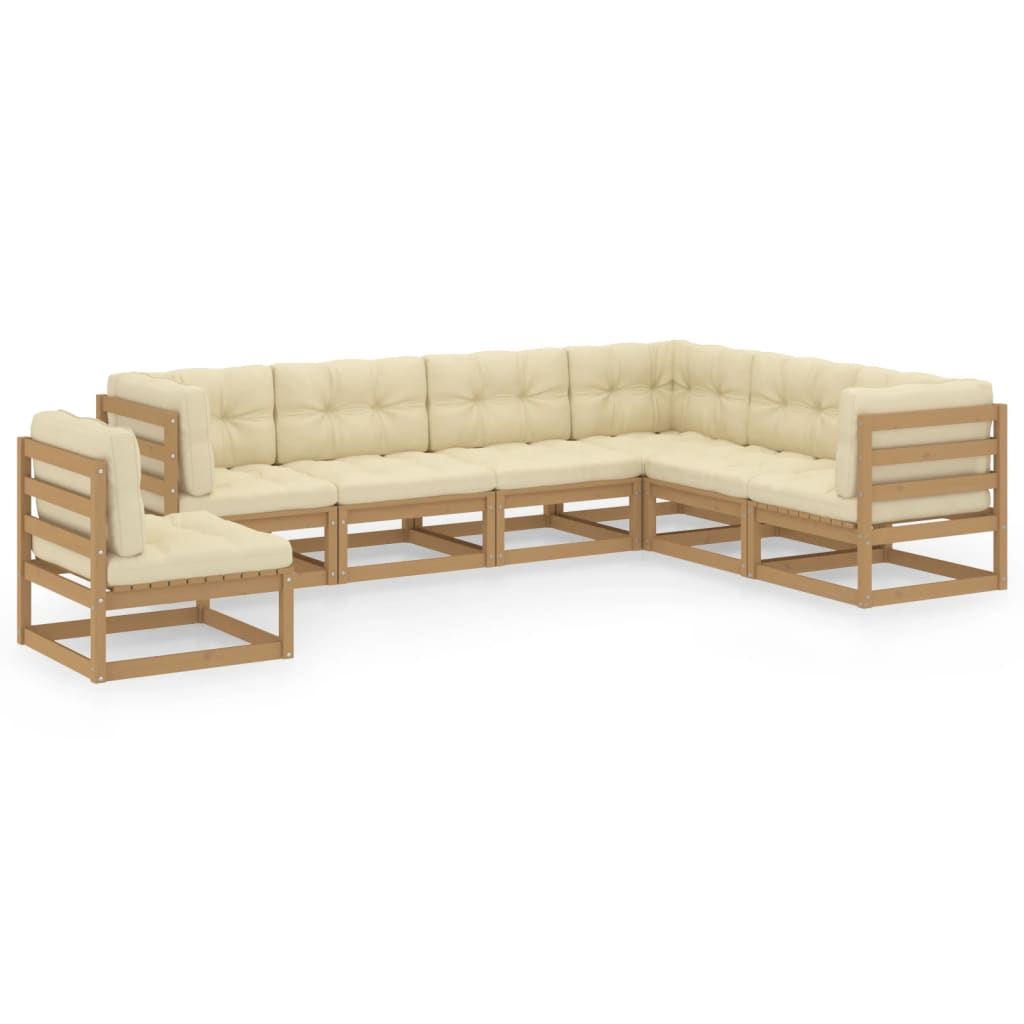 vidaXL 7-Piece Lounge Set Solid Pinewood Honey Brown
