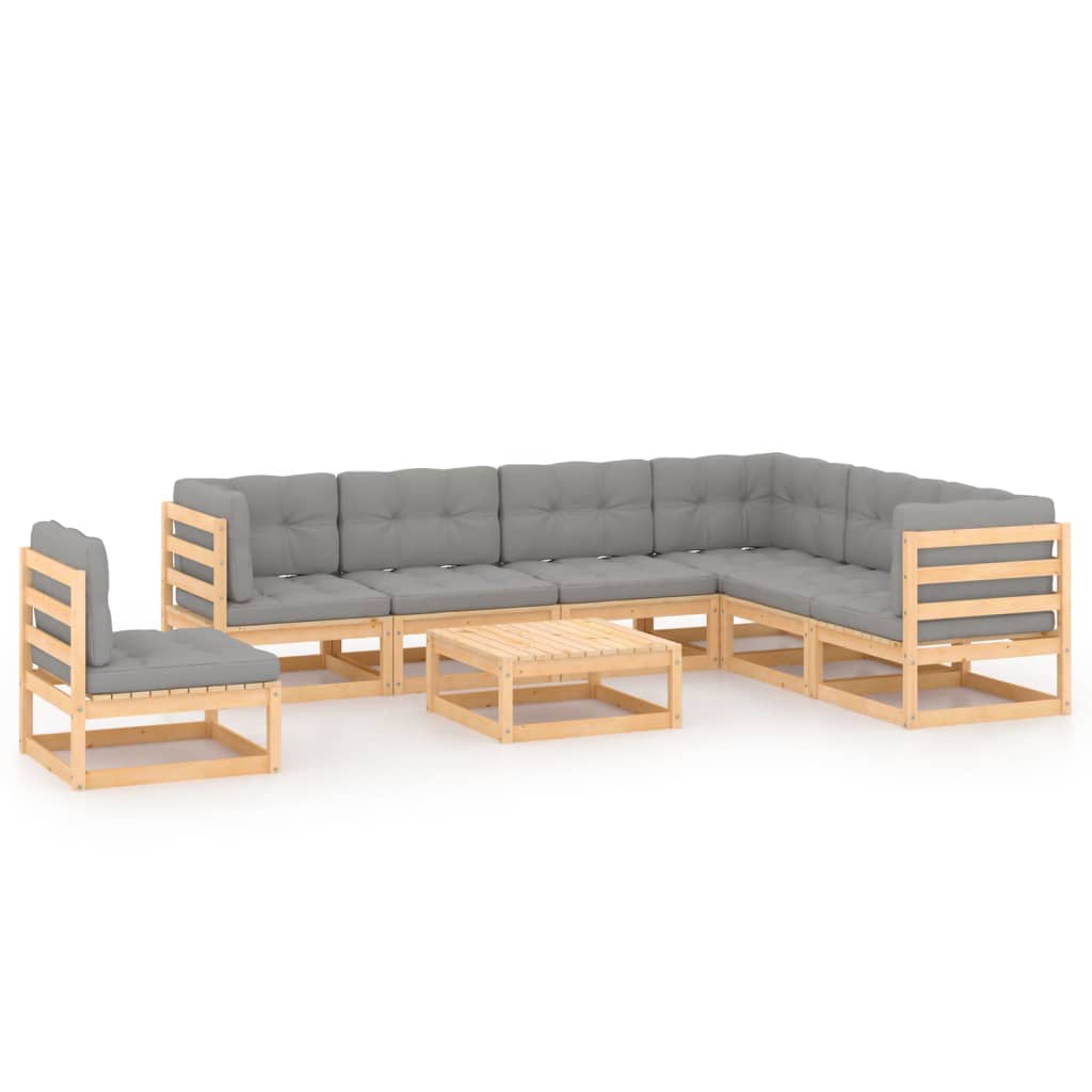 vidaXL 8-Piece Lounge Set Solid Pine Wood Honey Brown