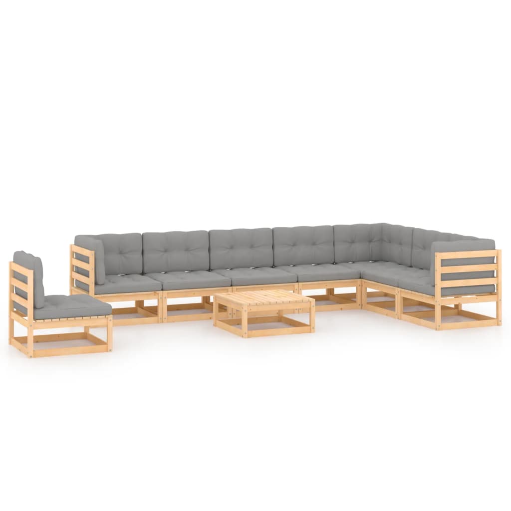 vidaXL 9-piece Lounge Set Solid Pinewood Honey Brown